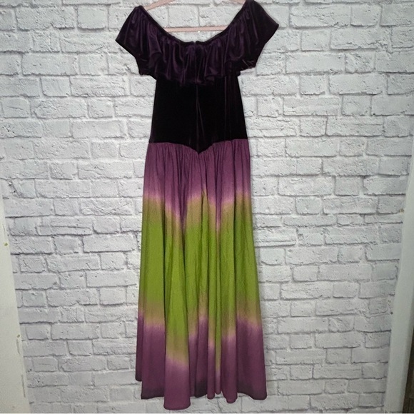 Beautiful Velvet And Ombré Off Shoulder Ruffle A-Line Maxi Dress - Picture 7 of 15